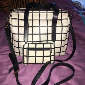 Black and White Fossil Crossbody Purse